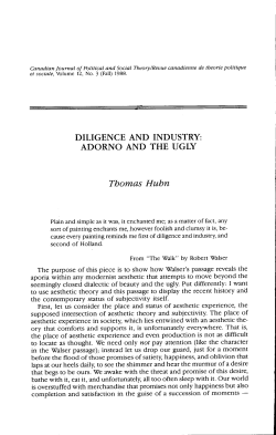 DILIGENCE AND INDUSTRY: ADORNO AND THE UGLY Thomas