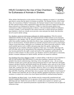 HSUS Condemns the Use of Gas Chambers for Euthanasia of