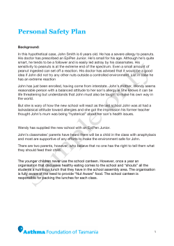 Example of filled out Personal Safety Plan