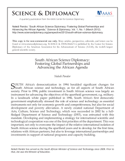South African Science Diplomacy: Fostering Global Partnerships