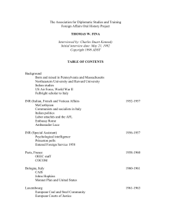 Thomas Fina - Association for Diplomatic Studies and Training