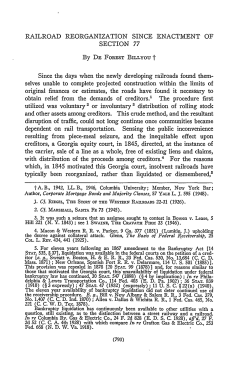 Railroad Reorganization Since Enactment of Section 77