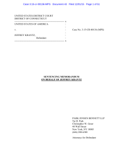 Sentencing Memorandum On Behalf Of Jeffrey Krantz
