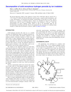 Decomposition of solid amorphous hydrogen peroxide by ion