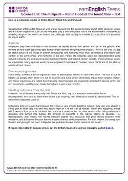 The millipede &ndash; Robin Hood of the forest floor &ndash; text
