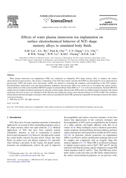 Effects of water plasma immersion ion implantation on surface