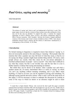 Paul Grice, saying and meaning