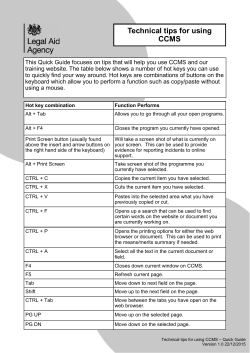 Technical Tips for using CCMS