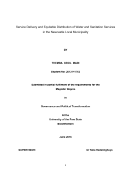 Service Delivery and Equitable Distribution of Water and Sanitation