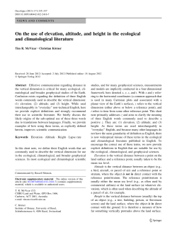 On the use of elevation, altitude, and height in the ecological and