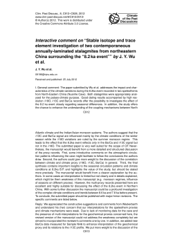Interactive comment on &ldquo;Stable isotope and trace element