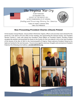 The Virginia War Cry - Society of the War of 1812 in Virginia