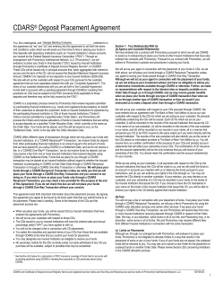 CDARS&reg; Deposit Placement Agreement