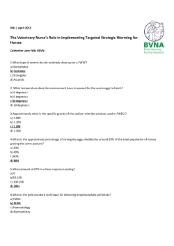 April 2015 | Strategic Worming for Horses