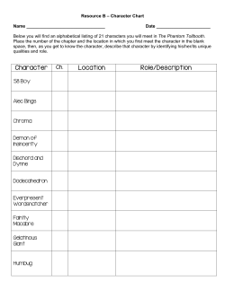 Character Location Role/Description
