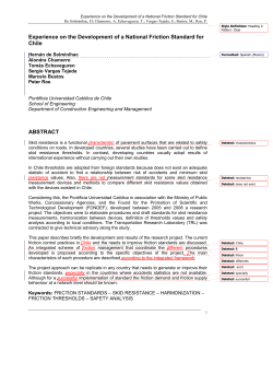 Experience on the Development of a National Friction Standard for