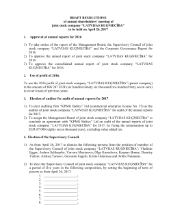DRAFT RESOLUTIONS of annual shareholders` meeting of joint
