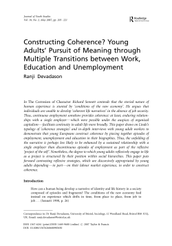 Constructing Coherence? Young Adults` Pursuit of Meaning through