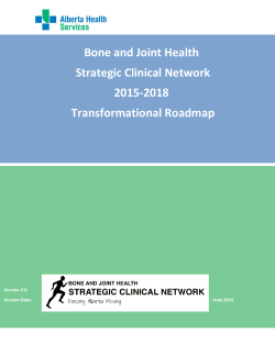 Bone and Joint Health SCN Transformational Roadmap