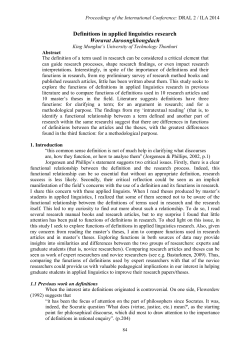 Definitions in applied linguistics research Woravut Jaroongkhongdach