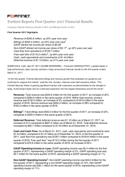 Fortinet Reports First Quarter 2017 Financial Results