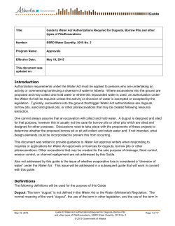 Guide to Water Act Authorizations Required for Dugouts, Borrow Pits