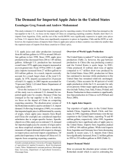 The Demand for Imported Apple Juice in the