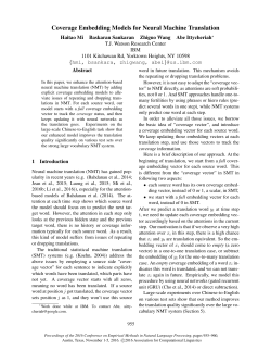 Coverage Embedding Models for Neural Machine Translation