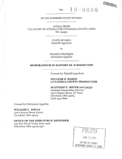 IN THE SUPREME COURT OF OHIO APPEAL FROM THE COURT