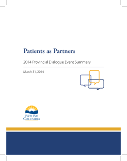 Patients as Partners 2014 Provincial Dialogue Event Summary