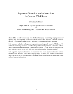 Argument Selection and Alternations in German VP