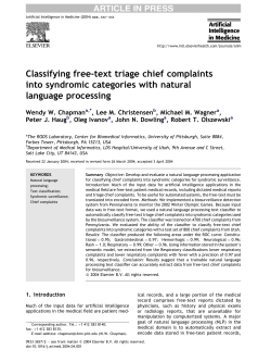 Classifying free-text triage chief complaints into