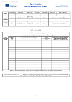 Higher Education Learning Agreement for Studies
