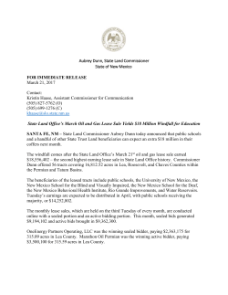 State Land Office`s March Oil and Gas Lease Sale Yields $18 Million