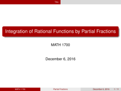Integration of Rational Functions by Partial Fractions