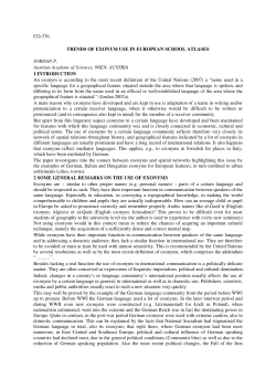 CO-376 TRENDS OF EXONYM USE IN EUROPEAN SCHOOL