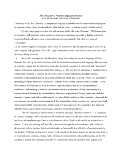 The Character of Natural Language Semantics