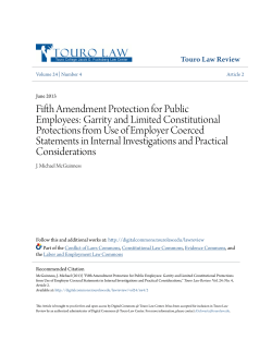 Fifth Amendment Protection for Public Employees: Garrity