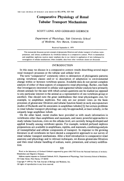 Comparative Physiologyof Renal Tubular Transport