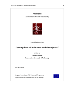 ARTISTS &ldquo;perceptions of indicators and descriptors&rdquo;