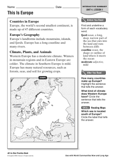 Lesson 1 This is Europe
