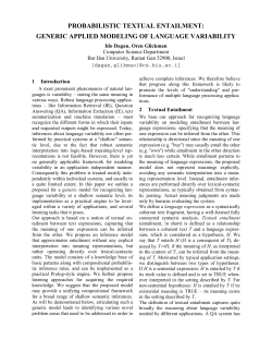 PROBABILISTIC TEXTUAL ENTAILMENT: GENERIC APPLIED