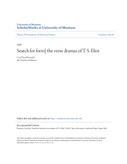 Search for form| the verse dramas of TS Eliot