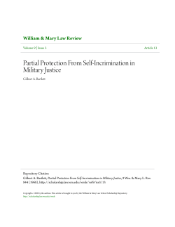 Partial Protection From Self-Incrimination in Military Justice