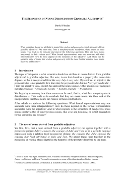 David Nicolas 1 Introduction The topic of this paper is what