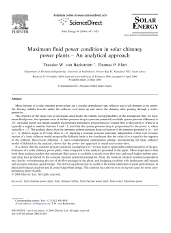 Maximum fluid power condition in solar chimney power plants &ndash; An