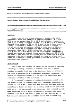 Studies on the structure of isolated chromatin in three different