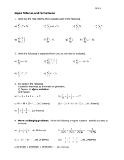 Sigma Notation and Partial Sums