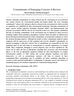 Contaminants of Emerging Concern-A Review