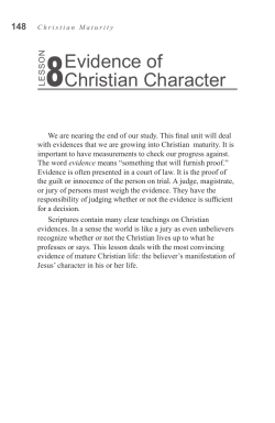 Lesson 8: Evidence of Christian Character